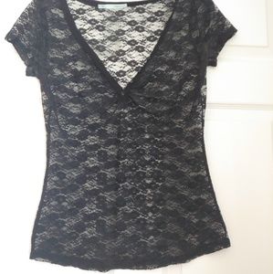 Floral Black lace top